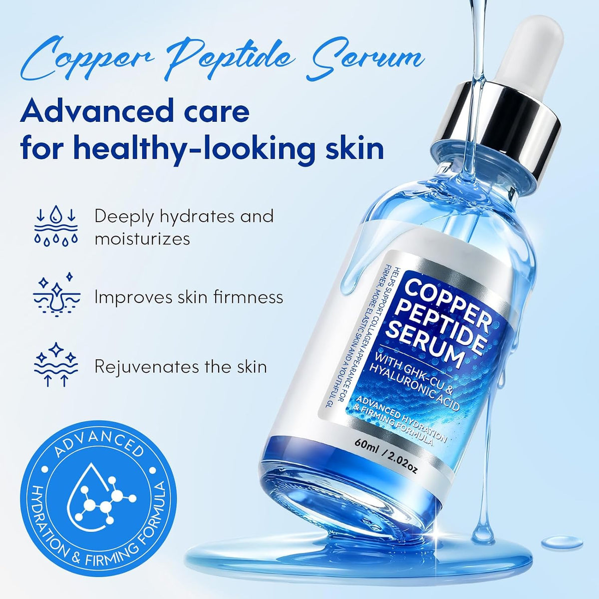 GHK-Cu Copper Peptide Serum with GHK-Cu + Hyaluronic Acid